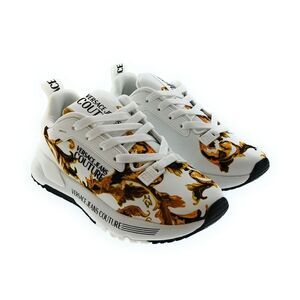Versace Jeans Couture Women's White Baroque Print Lace-Up Sneakers